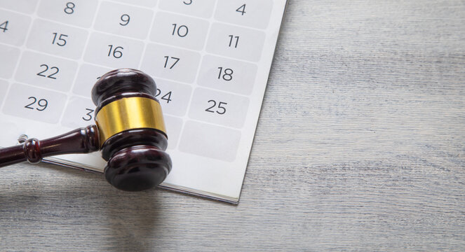 Judge gavel on calendar. Law. Agenda