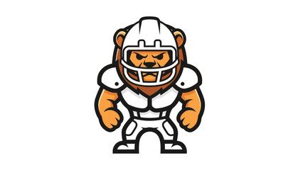 Naklejka premium Lion mascot in football uniform illustrated on white background