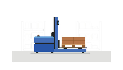 Blue warehouse forklift truck machine cargo