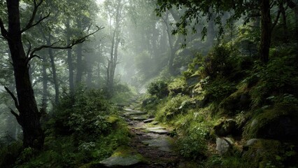 Obraz premium Misty Forest Trail