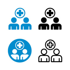 Fototapeta premium Medical support team icons with people and cross symbols healthcare and help concepts