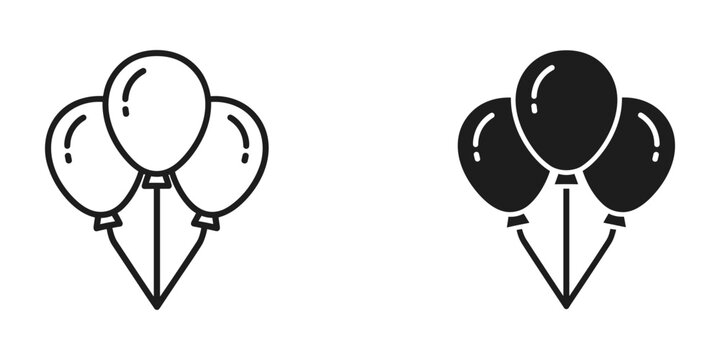 A minimalist illustration depicts two sets of black balloons one outlined and one solid tied with ribbons high quality professional detailed modern elegant stylish clean crisp