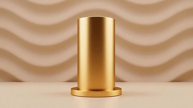 GoldenCylinderonWavyBrownBackground