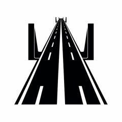 illustration of a black asphalt road with white markings and gate supports, high quality roadway graphic for premium ranked architecture, transportation design, civil engineering, city development pre