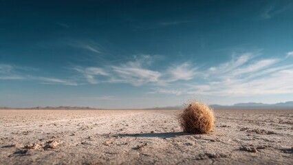 Tumbleweed on Arid Desert Landscape