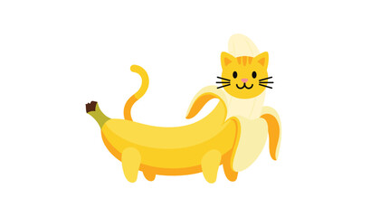 Obraz premium Cat wearing banana costume funny pet illustration