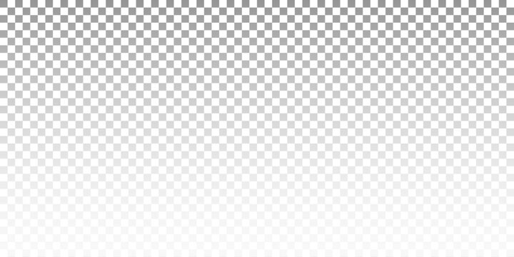 Checkered background with transparent grid pattern and soft gradient. Grey and white checker squares create seamless texture. Digital backdrop with geometric tiles for design templates.