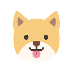 Fototapeta premium Flat illustration of a cute Shiba Inu dog face with pointed ears and cheerful expression. Ideal for pet themes, kids content, animal stickers, and playful designs.