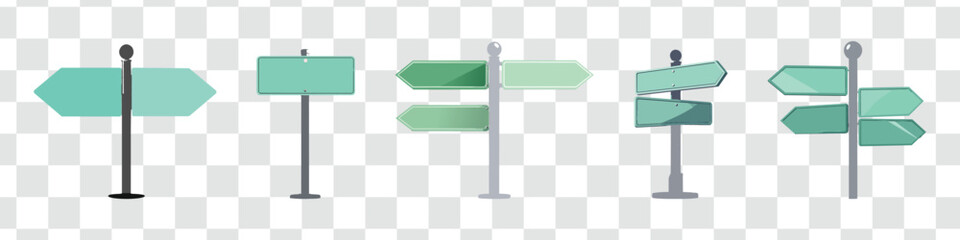 Obraz premium Blank Signposts Vector Set Diverse Directional Signs and Arrows for Choices, Guidance, Navigation and Custom Information