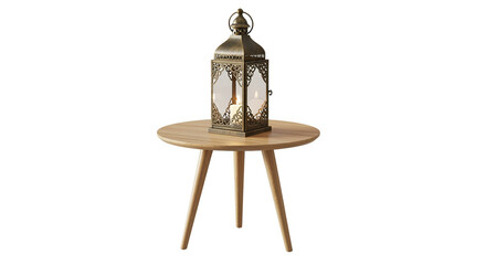 Vintage lantern on wooden side table
