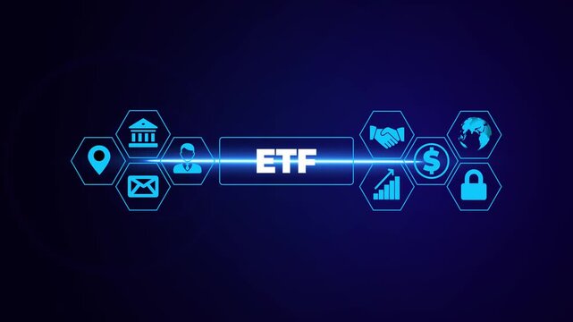 ETF Investment and Financial Growth Technology Concept with Interactive Gears.