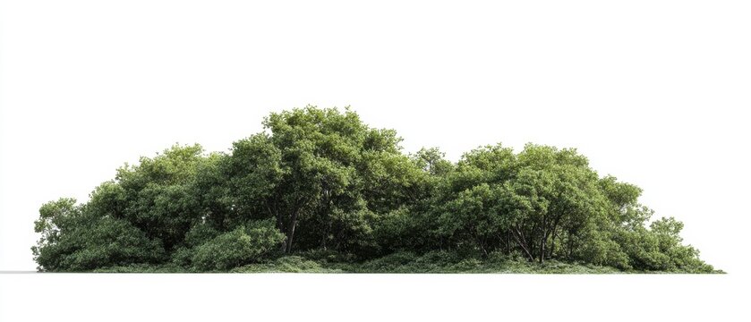 Lush Green Foliage on White Background