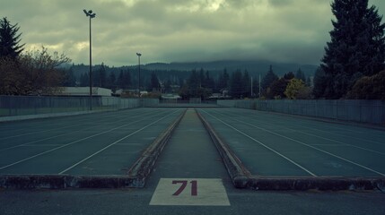 Empty Track Overcast Day.