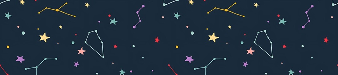 A vibrant display of constellations and stars on a dark blue background