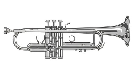Naklejka premium A detailed drawing of a trumpet instrument illustration
