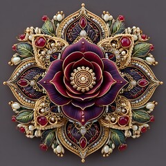 Naklejka premium Decorative jeweled flower mandala elegant gold style high resolution picture