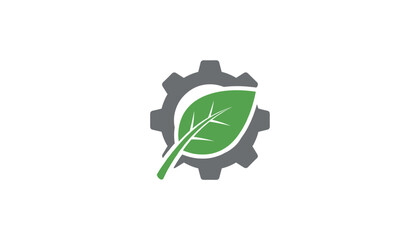 Gear leaf eco industry icon green technology