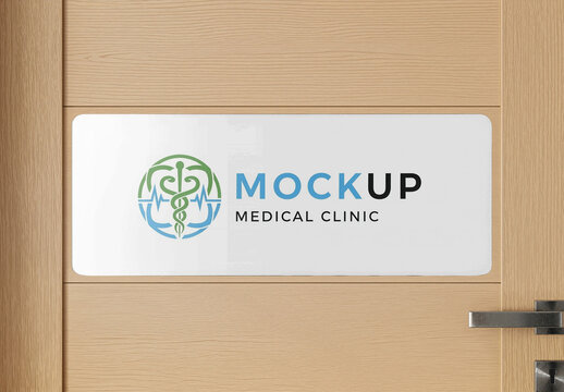 Wooden Door Display Panel Mockup