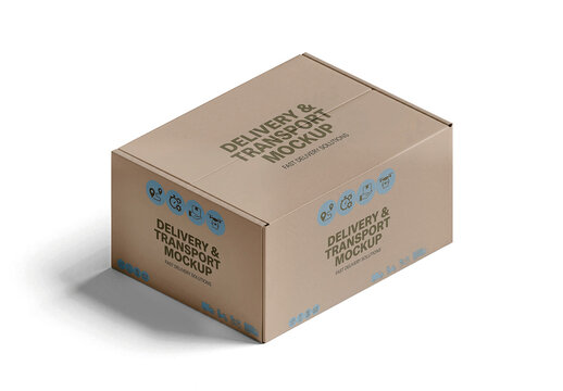 Cardboard Shipping Box Mockup