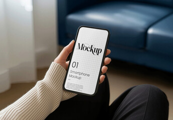 Hand Holding Smartphone Screen Mockup