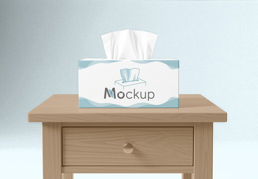 Tissue Box On A Bedside Table Mockup