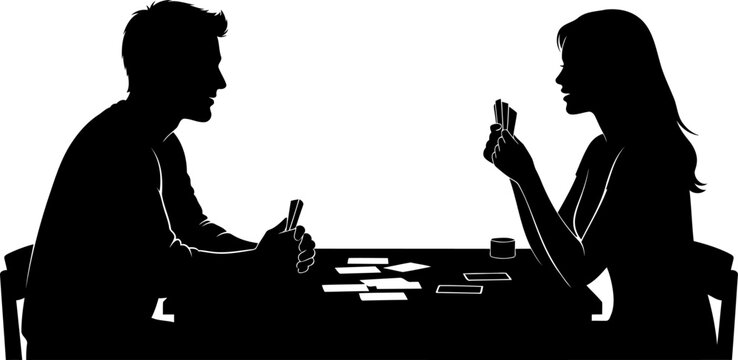 Couple playing a game of cards at table
