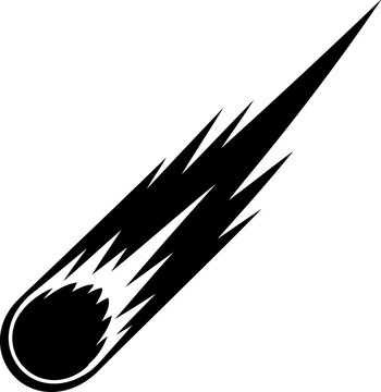 Falling meteor or comet streaking through the sky silhouette