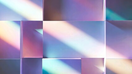 Fototapeta premium Abstract 3D Holographic Cube Background with Prismatic Light Refraction and Iridescent Pastel Gradient for Modern Creative Projects