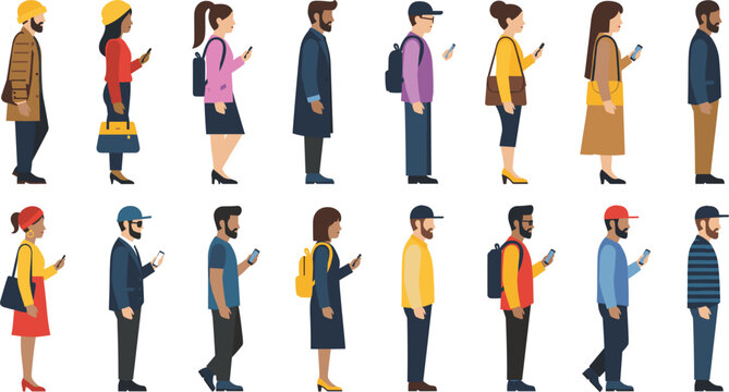 Modern lifestyle people side profile flat vector collection