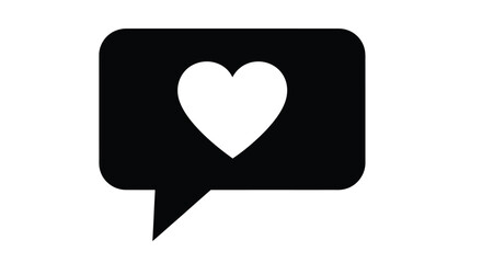 Obraz premium Black speech bubble icon containing a white heart shape on a white background