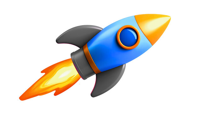 Cartoon rocket icon cute on a transparent background PNG