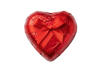 A beautifully crafted red heart-shaped object with a textured surface. isolated on transparent background