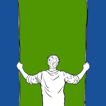 Man open screen 