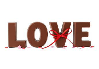 A heartfelt message of love written in elegant cursive script with a red rose isolated on transparent background