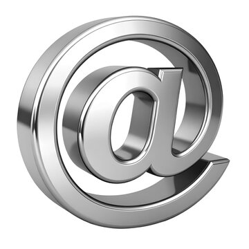 Email sign or @ symbol 3D png on transparent background