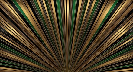 Obraz premium Abstract Radial Motion with Gold and Green.
