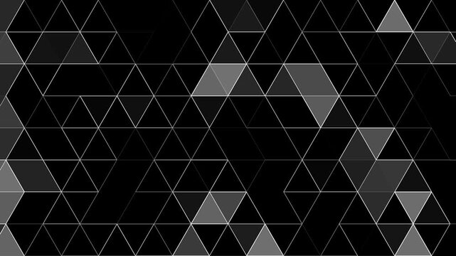 Geometric monochromatic black and grey triangle mosaic network web abstract geometric gradient background animation