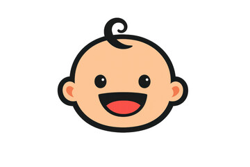 Cartoon baby face avatar expressing joy and happiness with a wide smile, cute infant character icon