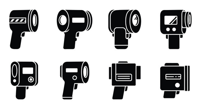 Black and white illustrations of various handheld thermal imaging cameras