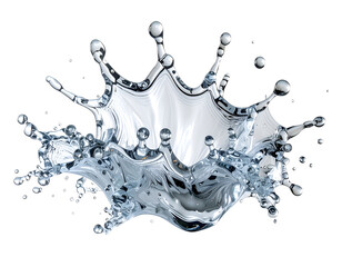 Water Crown Splash: A mesmerizing depiction of a water crown splash, captured mid-air, showcasing intricate details and the essence of purity. 
