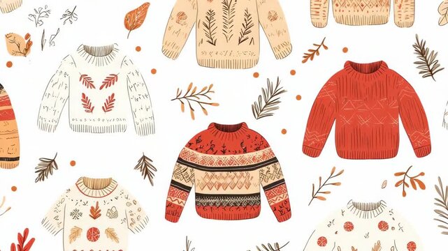 selective focus whimsical line art warm sweaters