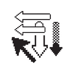 Fototapeta premium Pixel Art Cursor and Directional Arrow Vector Icon Collection.