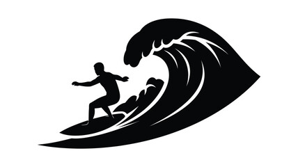 a surfer riding a large wave dynamic action graphic silhouette © PAKE