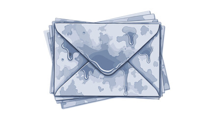 Illustration of a wet envelope with water droplets isolated on a white background
