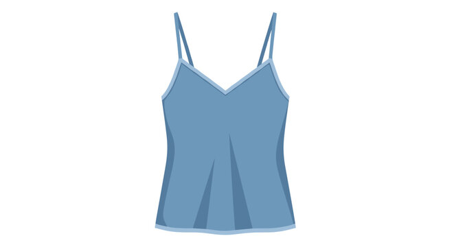 Stylish blue cami pajama top with thin straps isolated on a white background, showcasing a minimalist and elegant design