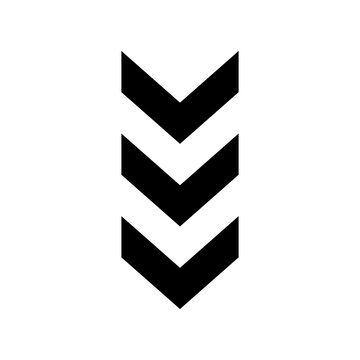 Black downward chevron arrows stack minimal black direction symbol