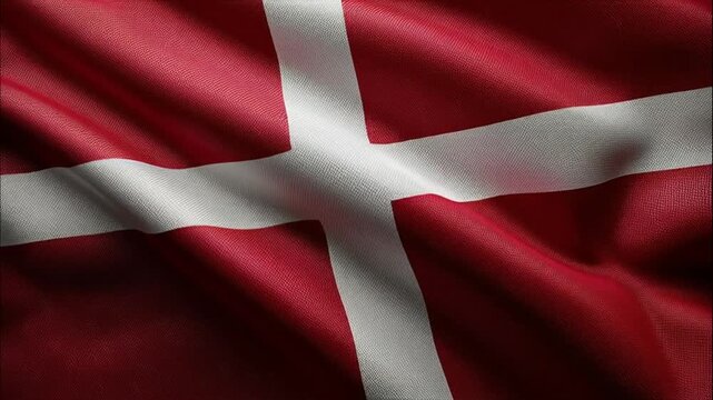 Elegant fabric folds of the Denmark national flag symbol