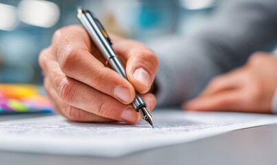 Thoughtful Moment of Writing in Macro Focus with Photorealistic Details