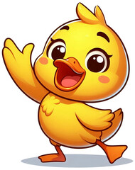 A cheerful duck waving with a bright smile