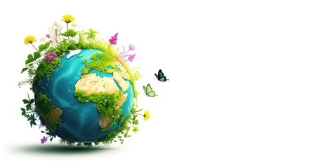 Fototapeta premium Earth with lush greenery and vibrant flowers